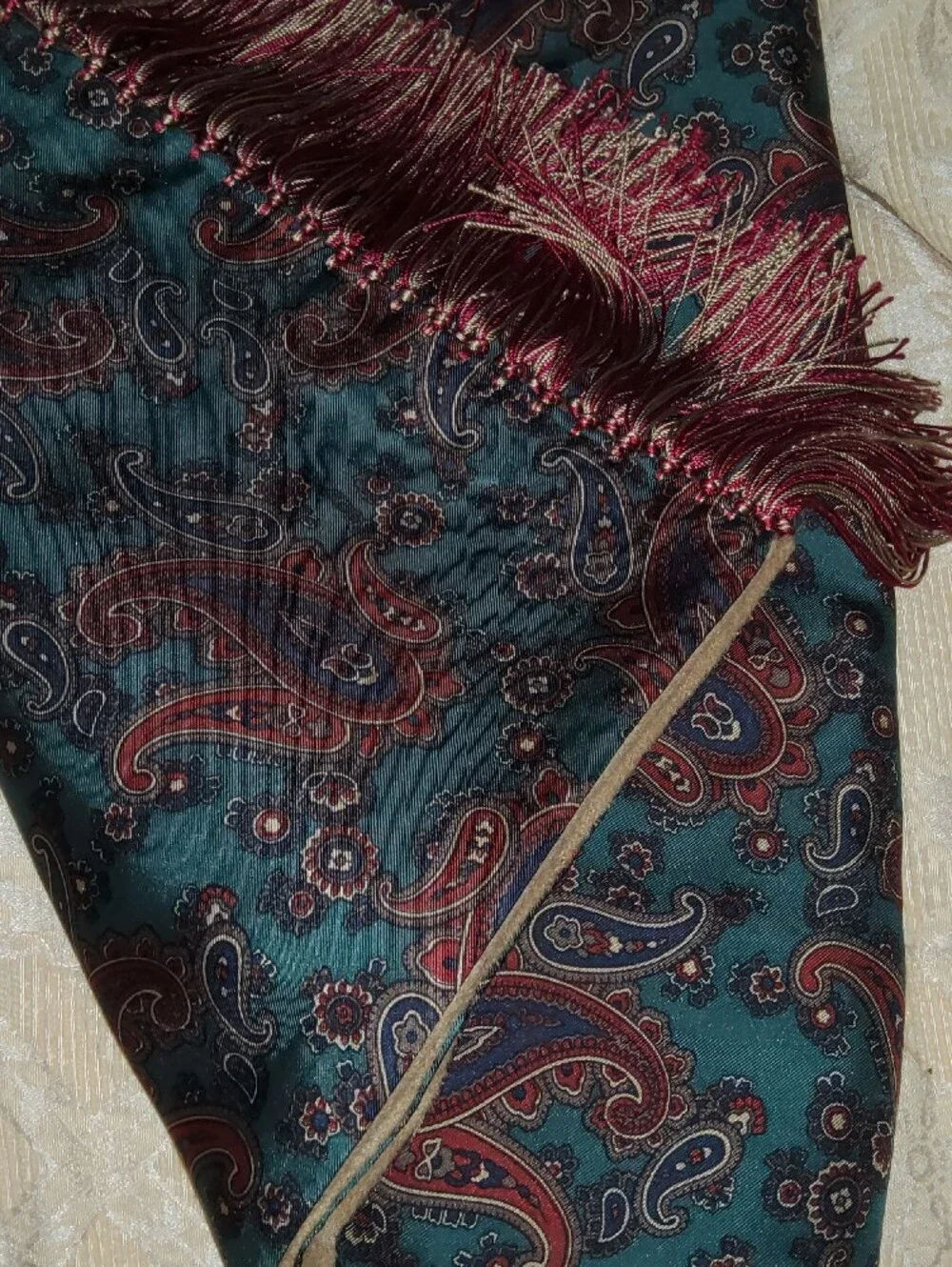 Classic Men's Camel Reversible Scarf with Paisley Lining